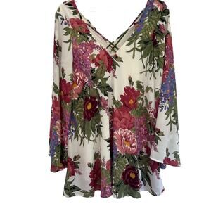 Show me your Mumu Womens floral tunic top, strappy, Size medium